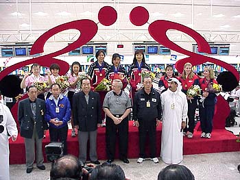 Ladies Trios Medalists with Officials